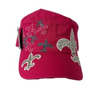 Pit Bull Women’s Pink Embellished Fleur de Liz Distressed Cap Cadet‎ Hat